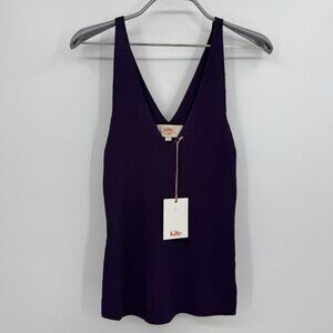 Kilte Collection The Katherine Rib Knit Tank Top size 2 M in Plum Purple Rayon